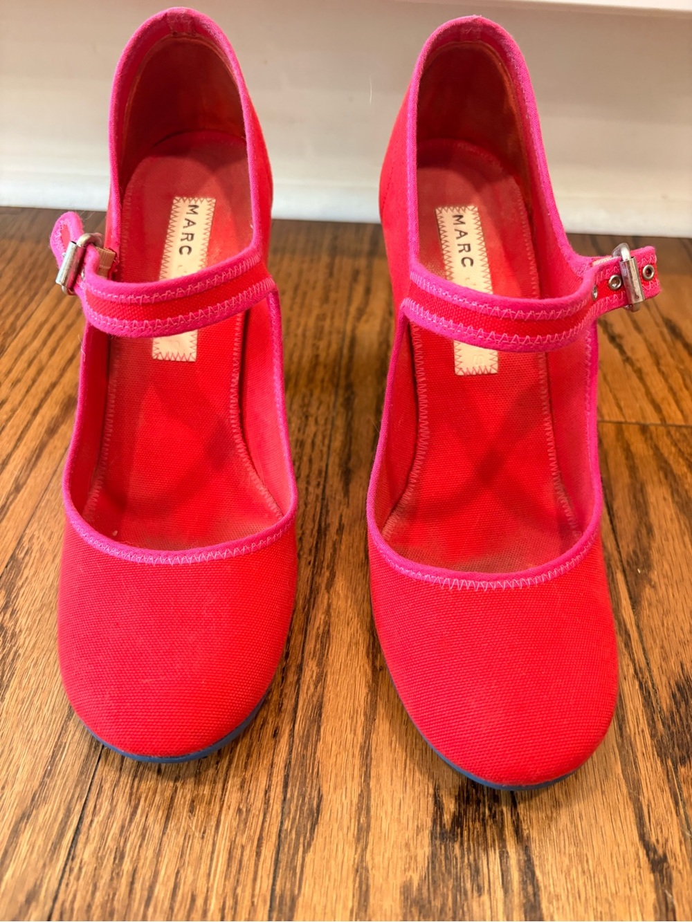 ❤️Marc Jacobs Red Mary Jane Canvas Heels💙 - Picture 5 of 10